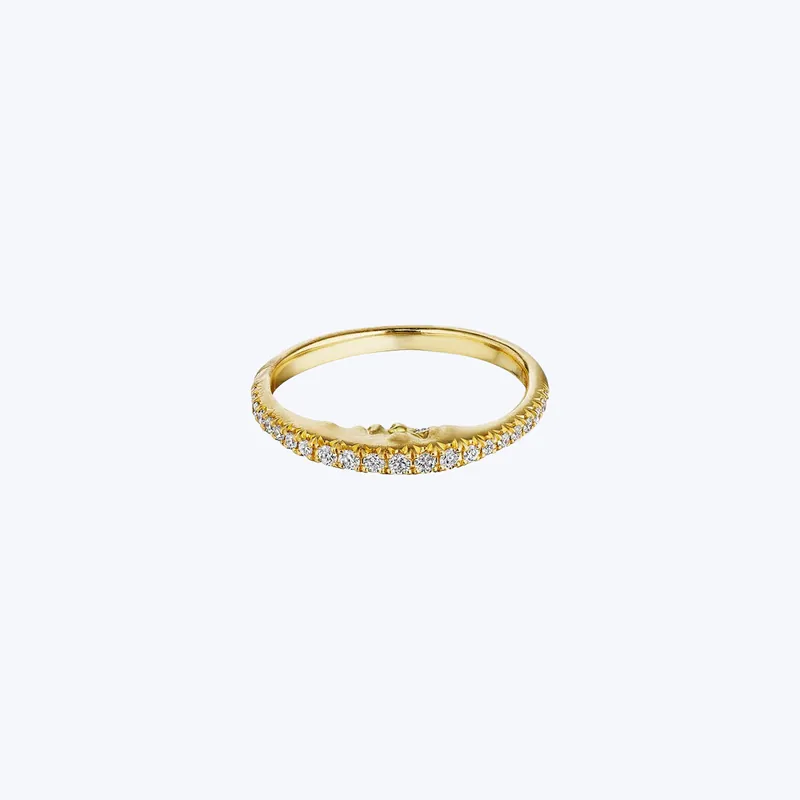 Cut Down Diamond Pavé Crescent Moonface Ring Worldwide Shipping