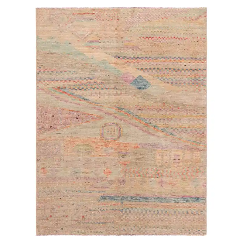 Multicolored Zameen Transitional Wool Rug - 4'6" x 6' Trending