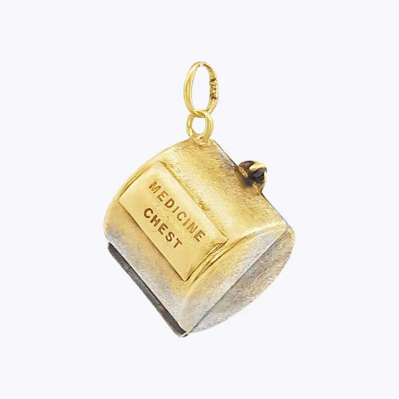 Flash Sale 1950's Medicine Chest Charm in 14k Yellow Gold