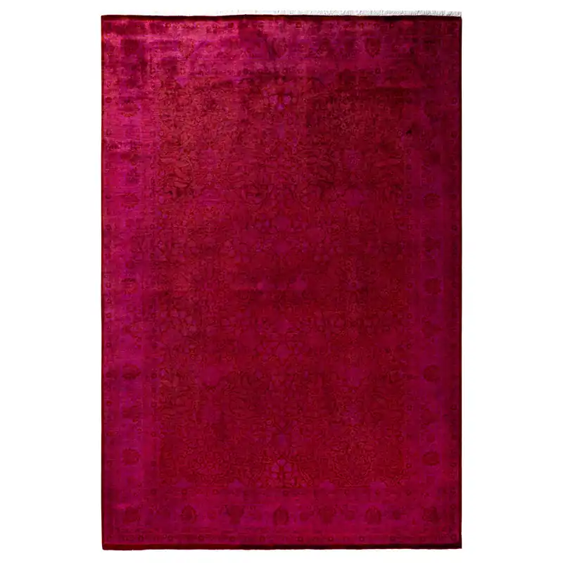 Save Now Red Overdyed Wool Rug - 6'1" x 8'10"