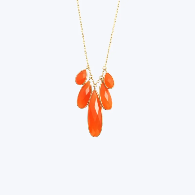 Carnelian 5 Drop Graduated Teardrop Necklace Certified