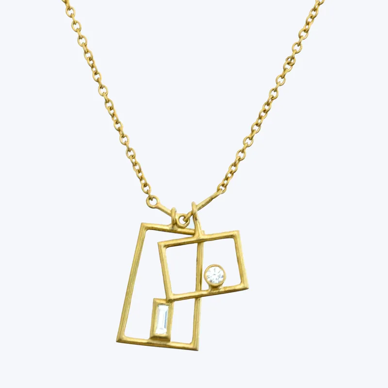 Original Simple Grid Necklace In Diamonds
