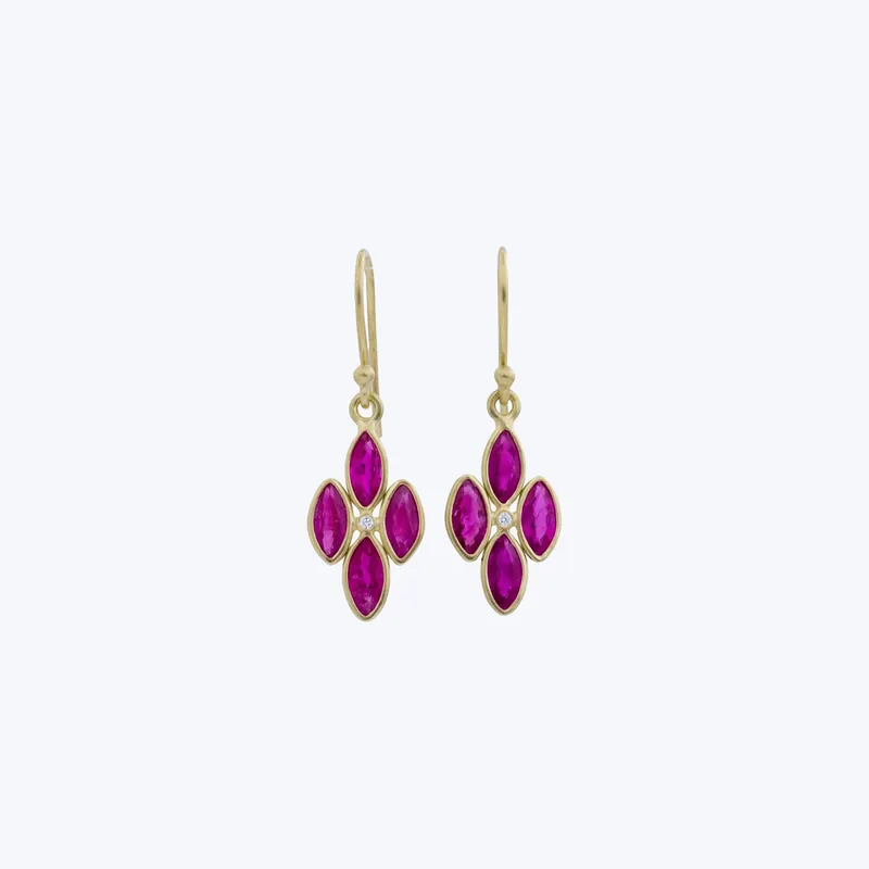 Mini Deco Drop Earrings In Ruby Place Order