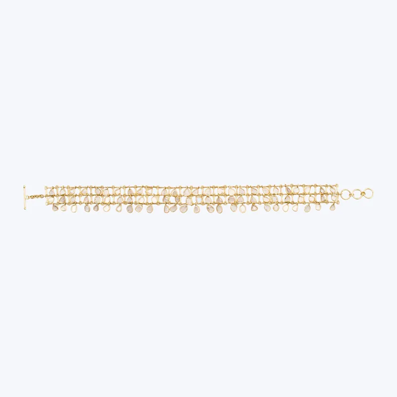 3 Row Polki Diamond Ladder Bracelet Authentic