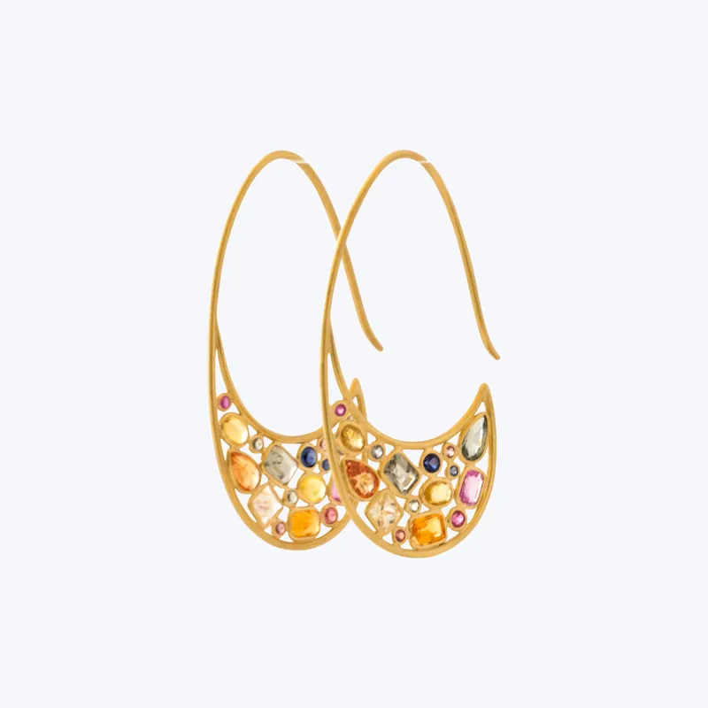 Mix-It-Up Modern Hoop Earrings In Multicolor Sapphires One Day Deal