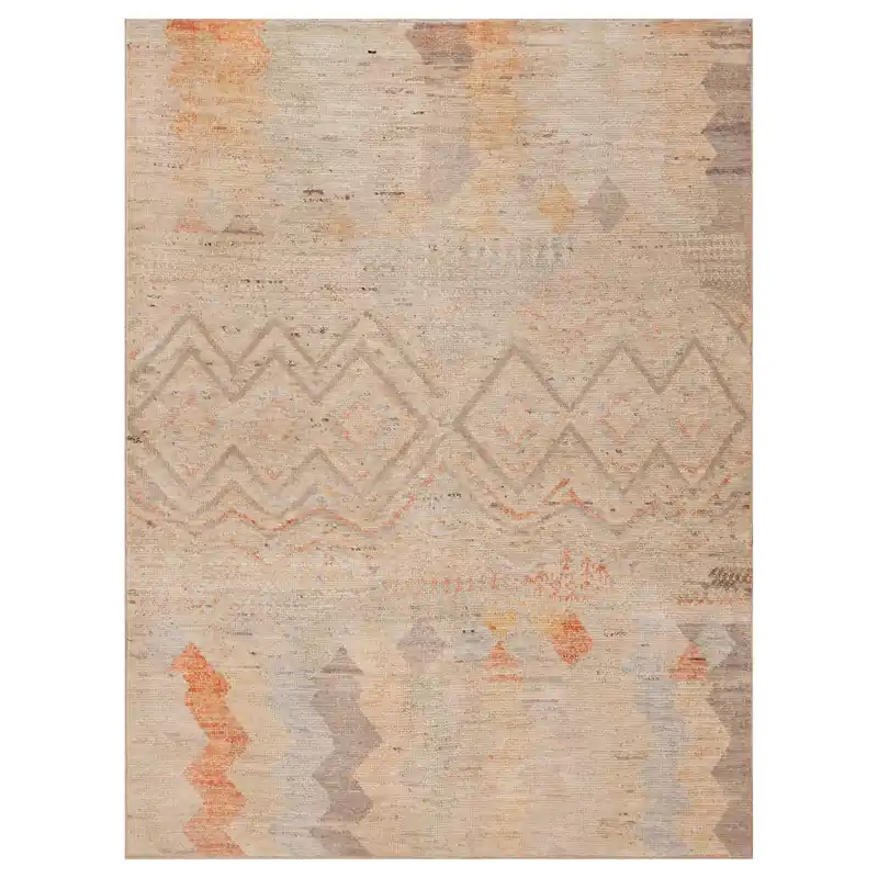 Multicolored Zameen Transitional Wool Rug - 4'11" x 6'5" Direct From Factory