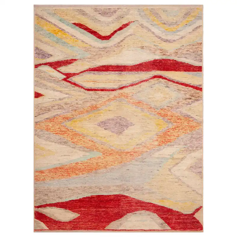 Multicolored Zameen Transitional Wool Rug - 5' x 6'8" Certified