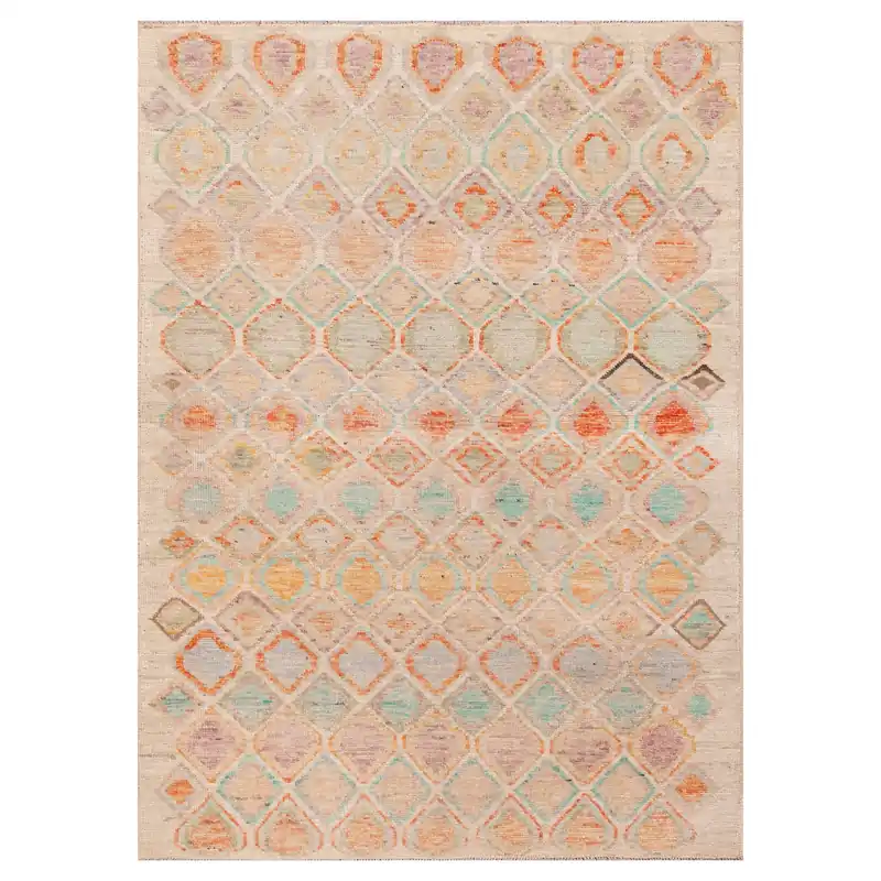 Multicolored Zameen Transitional Wool Rug - 4'3" x 5'10" Top Pick
