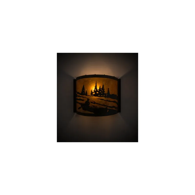 Meyda Tiffany Canoe At Lake 10" Tall Wall Sconce Special Discount