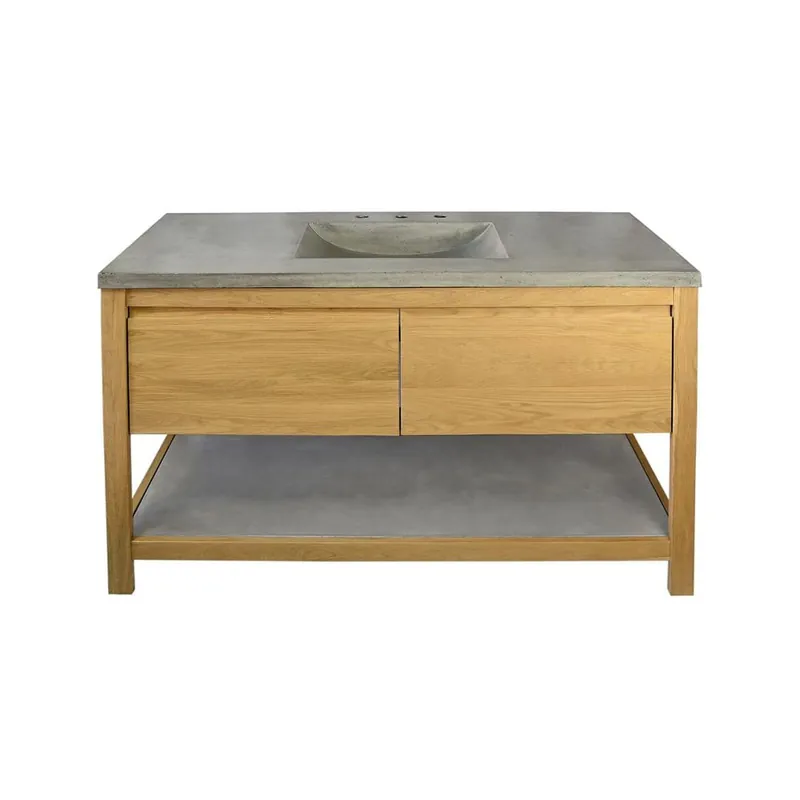 Cheap Native Trails Solace 48" Free Standing Single Basin Vanity Set with Solid Oak Cabinet, Ash Shelf, and NativeStone Vanity Top