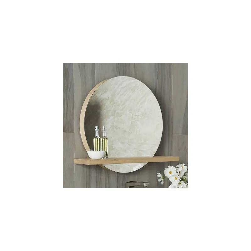 Direct From Manufacturer Native Trails Solace 34" W x 28" H Circular Wood Frameless Bathroom Wall Mirror