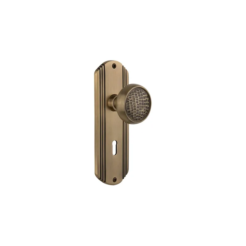 Mega Sale Nostalgic Warehouse Vintage Craftsman Solid Brass Dummy Door Knob Set with Art Deco Plate and Keyhole