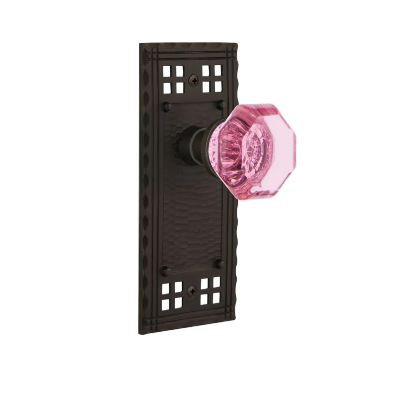 High Quality Nostalgic Warehouse Craftsman Solid Brass Rose Dummy Door Knob Set with Pink Waldorf Knob