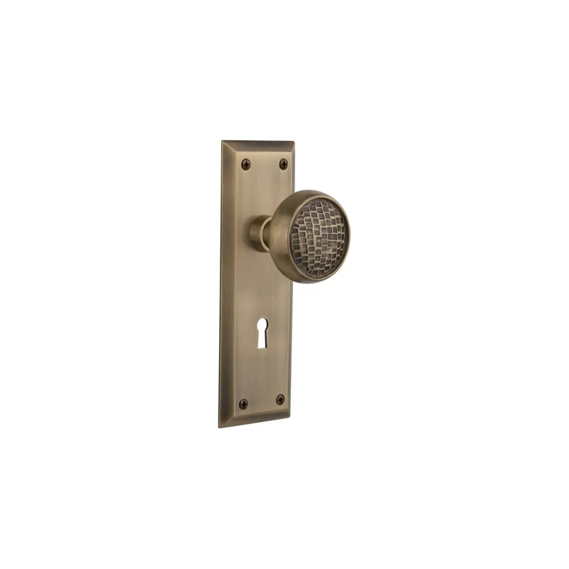 Order Now Nostalgic Warehouse Craftsman Solid Brass Privacy Door Knob Set with New York Rose, Keyhole and 2-3/4" Backset