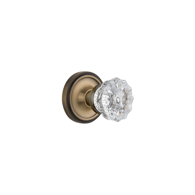 Top Pick Nostalgic Warehouse Vintage Crystal Knob with Solid Brass Passage Door Knob Set with Classic Rose Plate and 2-3/8" Backset