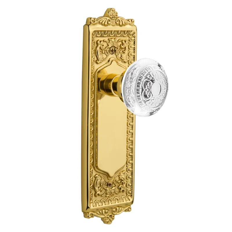 Nostalgic Warehouse Vintage Crystal Egg and Dart Privacy Door Knob Set with Egg & Dart Rose and 2-3/4" Backset Modern