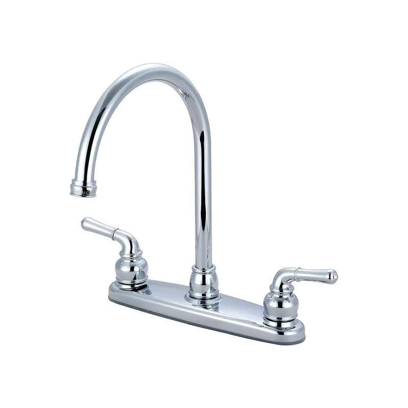 Olympia Faucets Accent 1.5 GPM Widespread Kitchen Faucet with 8-7/16" Reach Gooseneck Swivel Spout and Lever Handles One Day Deal