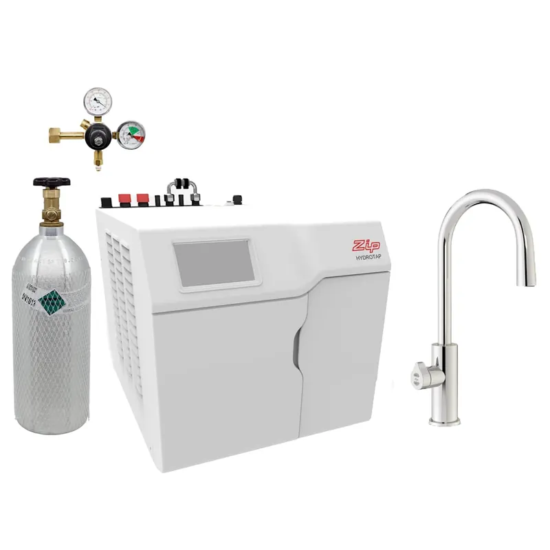 Affordable Zip Water HydroTap Arc Plus 1.8 GPM Boiling, Chilled, and Sparkling Water Dispenser Kit - Includes 120V Command Center, One (1) 5lb CO2 Cylinder, and CO2 Regulator