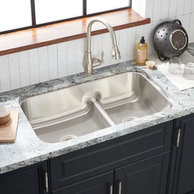 Signature Hardware Calverton 34" Undermount 60/40 Double Basin Stainless Steel Kitchen Sink Exclusive Offer