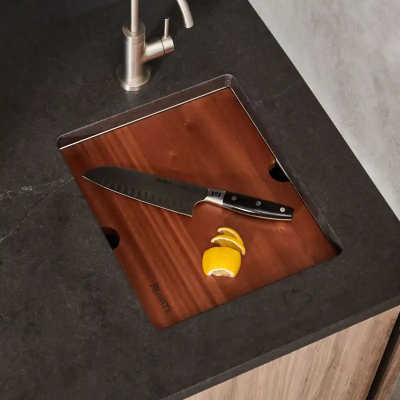 Instant Buy Ruvati Roma 13" Undermount Single Basin Stainless Steel Kitchen Sink with Basin Rack, Basket Strainer, and Cutting Board