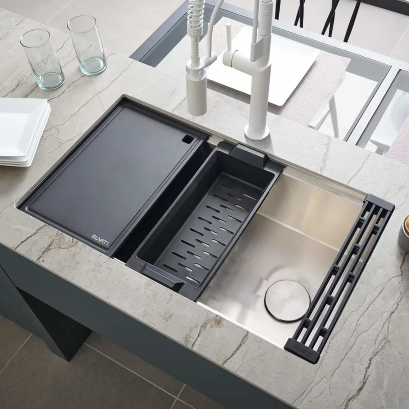 Hassle-Free Returns Ruvati Ruvati 33-inch Workstation Slope Bottom Offset Drain Undermount 16 Gauge Kitchen Sink