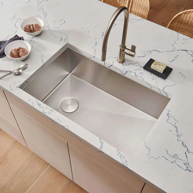 Best Seller Ruvati Gravena 36" Undermount Single Basin Stainless Steel Kitchen Sink with Basin Rack and Basket Strainer