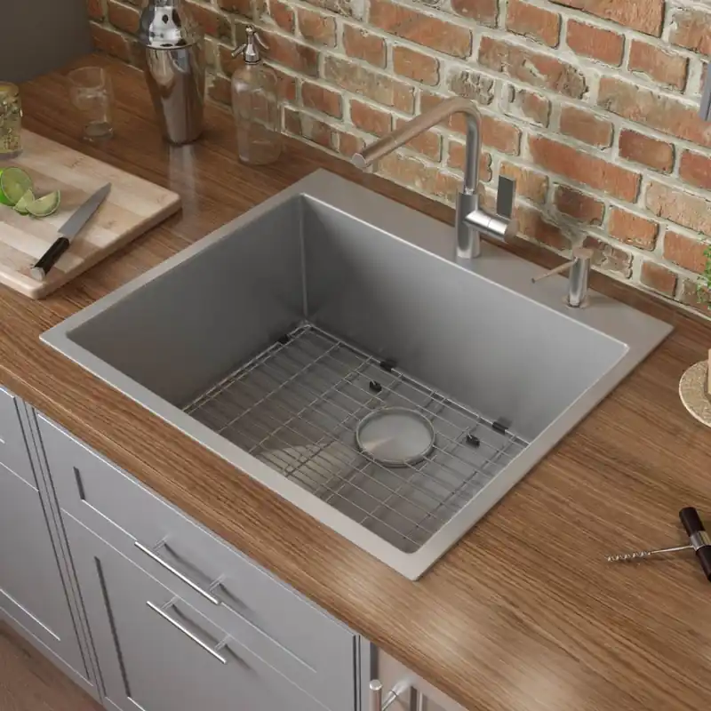 Ruvati Tirana Pro 24" Drop In Single Basin Stainless Steel Kitchen Sink with Basket Strainer New Arrival