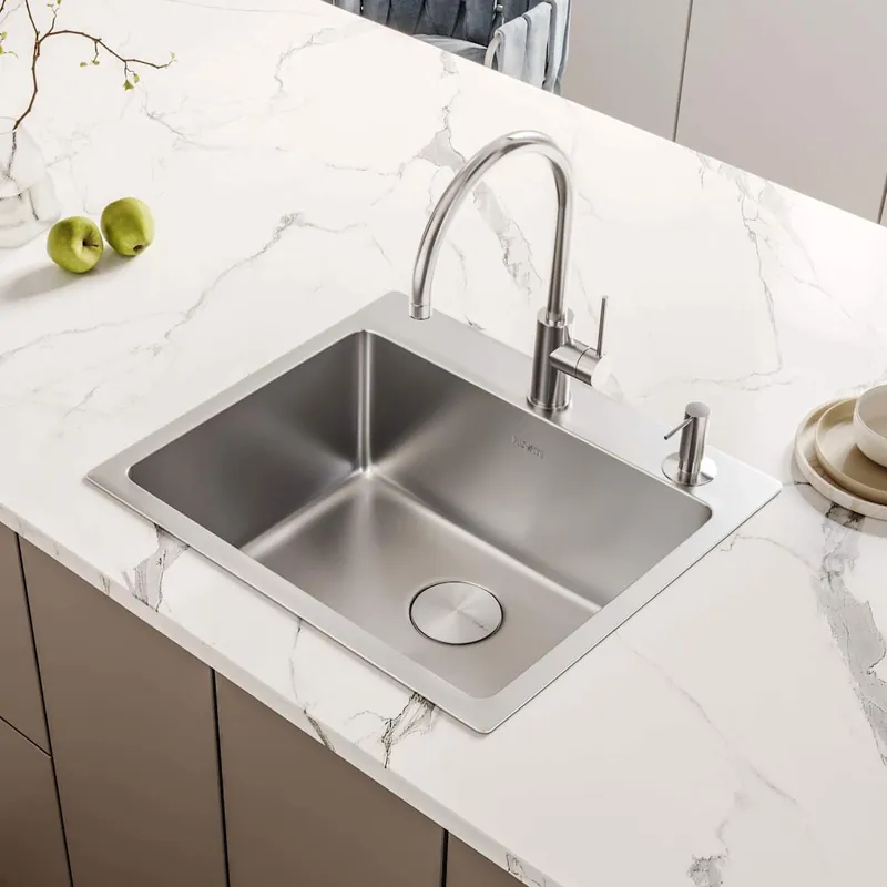 Ruvati Modena 21" Drop In Single Basin Stainless Steel Kitchen Sink with Basket Strainer Holiday Sale