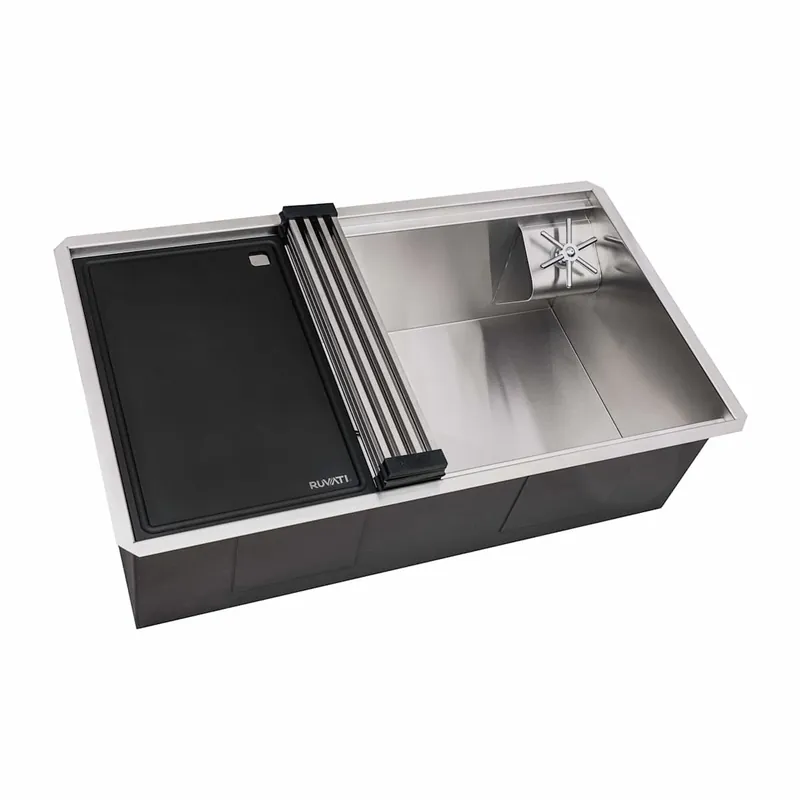 Top Pick Ruvati Ibiza 32" Undermount Single Basin Stainless Steel Kitchen Sink with Basket Strainer, Colander and Cutting Board