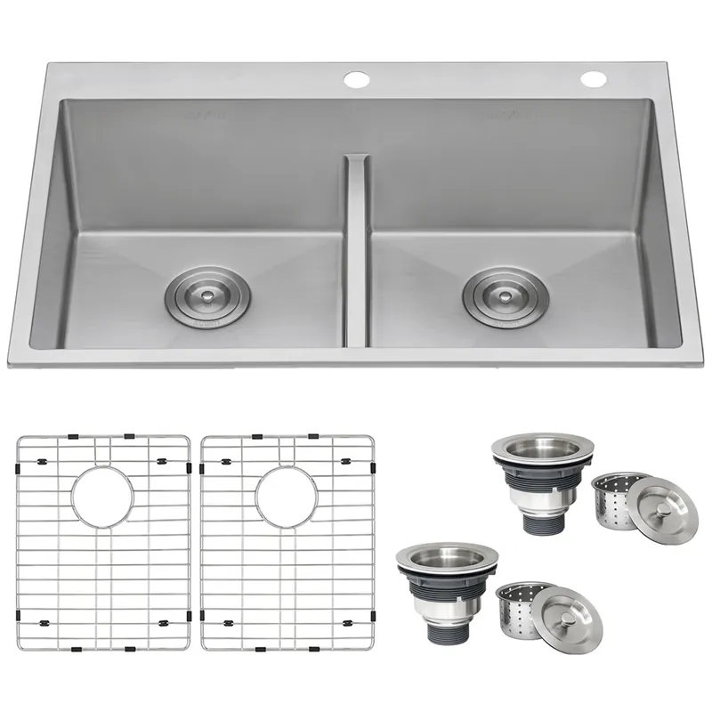 Ruvati Tirana 33" Drop In Double Basin Stainless Steel Kitchen Sink New Release