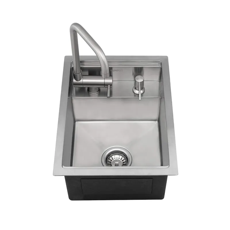 Ruvati Vienna 20" Undermount Single Basin Stainless Steel Kitchen Sink with Basket Strainer, Cutting Board, Concealed Faucet and Soap Dispenser Brand New