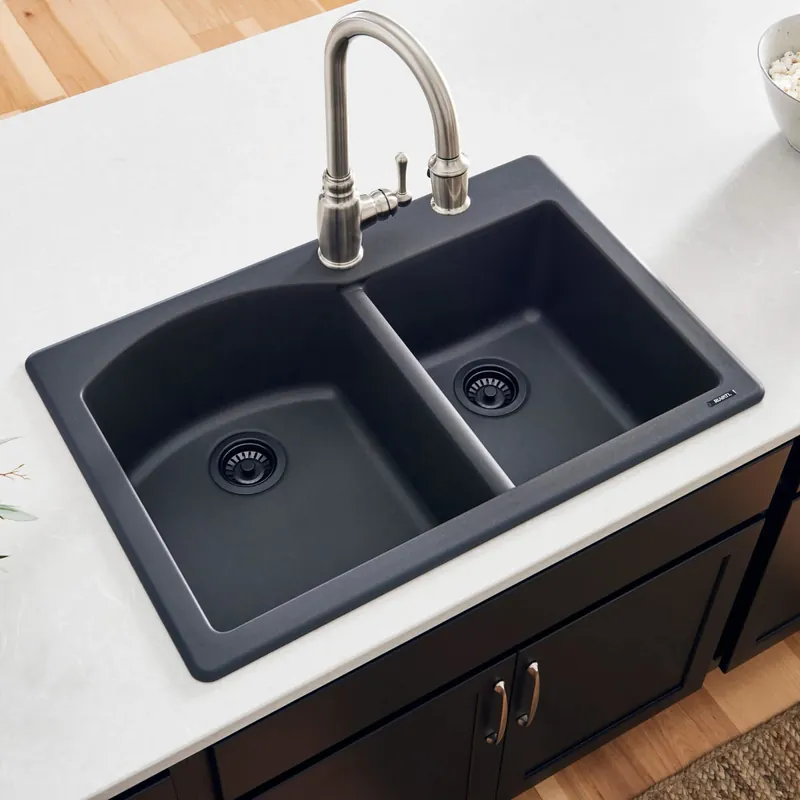 Ruvati epiGranite 33" Undermount Double Basin Granite Composite Kitchen Sink with Sound Dampening Buy Direct