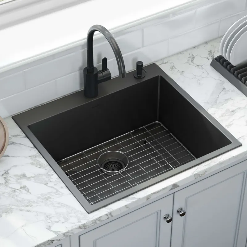 Ruvati Terraza 25" Drop In Single Basin Stainless Steel Kitchen Sink with Basin Rack and Basket Strainer Seasonal Sale