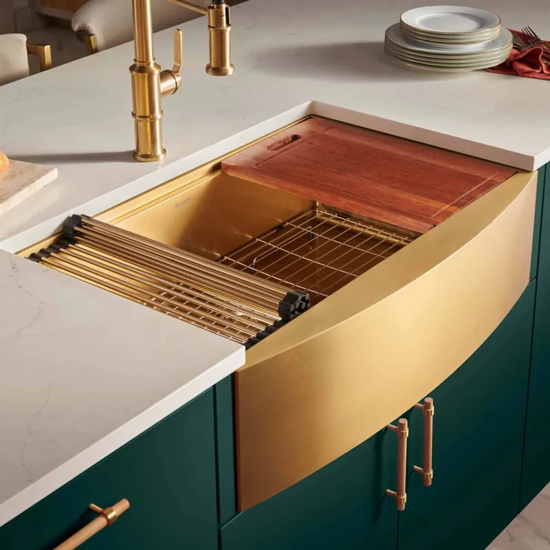 Ruvati Monaco 30" Farmhouse Single Basin Stainless Steel Kitchen Sink with Basin Rack, Basket Strainer and Cutting Board Low Price