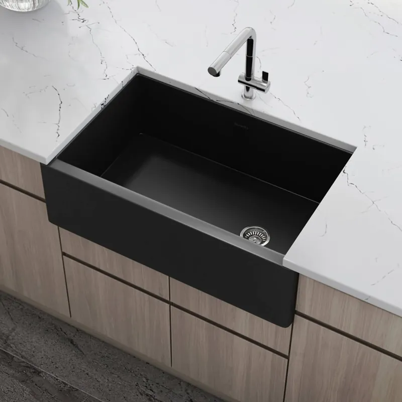 Handmade Ruvati Fiamma 30" Farmhouse Single Basin Fireclay Kitchen Sink with Basin Rack and Basket Strainer