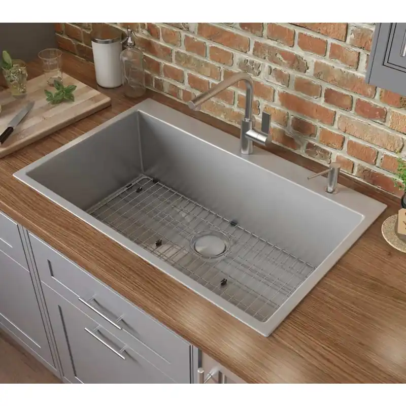 Ruvati Tirana Pro 27" Drop In Single Basin Stainless Steel Kitchen Sink with Basket Strainer Hassle-Free Returns