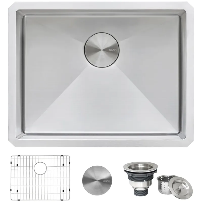 Ruvati Terraza 21" Undermount Single Basin Stainless Steel Bar Sink with Basket Strainer Luxury