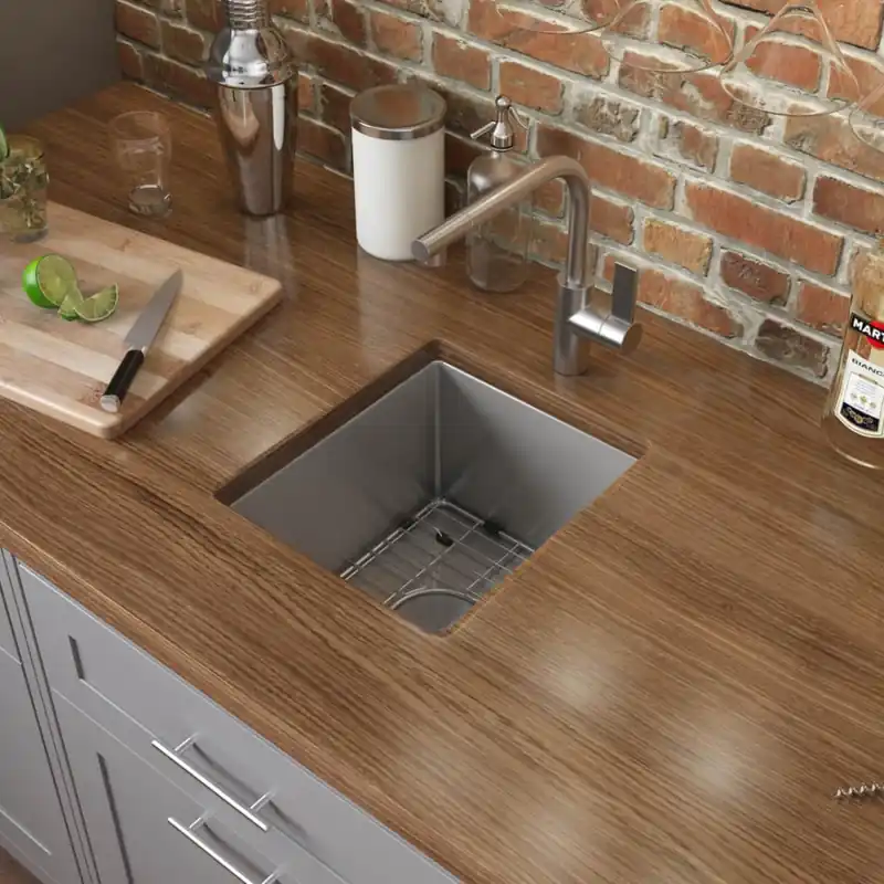 Ruvati Terraza 15" Undermount Single Basin Stainless Steel Bar Sink with Basket Strainer Latest