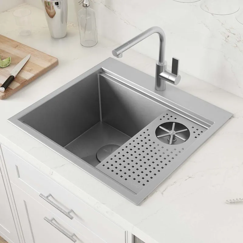 Ruvati Ibiza 22" Drop In Single Basin Stainless Steel Bar Sink with Basket Strainer and Cutting Board Special Offer