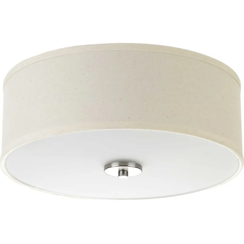 Progress Lighting Inspire 2 Light 13" Wide Flush Mount Drum Ceiling Fixture with Fabric Linen Shade While Supplies Last