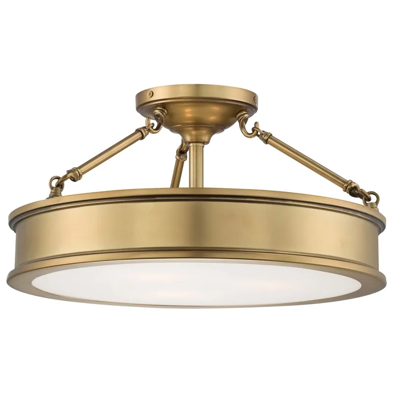 Fast Shipping Minka Lavery Harbour Point 3 Light 19" Wide Semi-Flush Ceiling Fixture with Etched White Glass