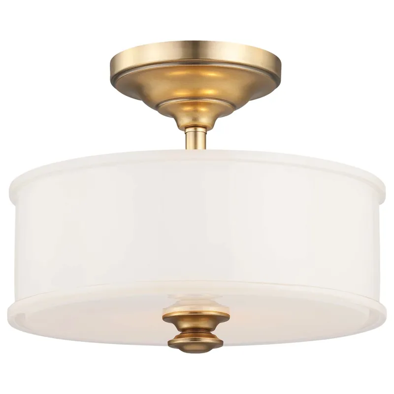 Minka Lavery Harbour Point 2 Light 14" Wide Semi-Flush Ceiling Fixture with Etched White Glass Exclusive