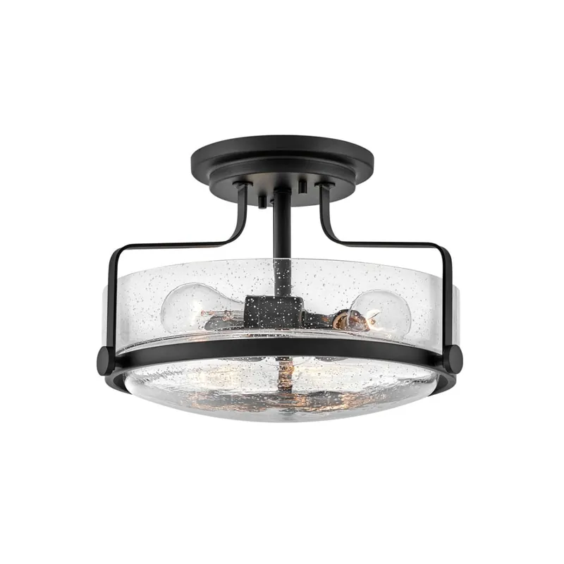 Authentic Hinkley Lighting Harper 3 Light 15" Wide Semi-Flush Ceiling Fixture with Clear Seedy Glass Shades