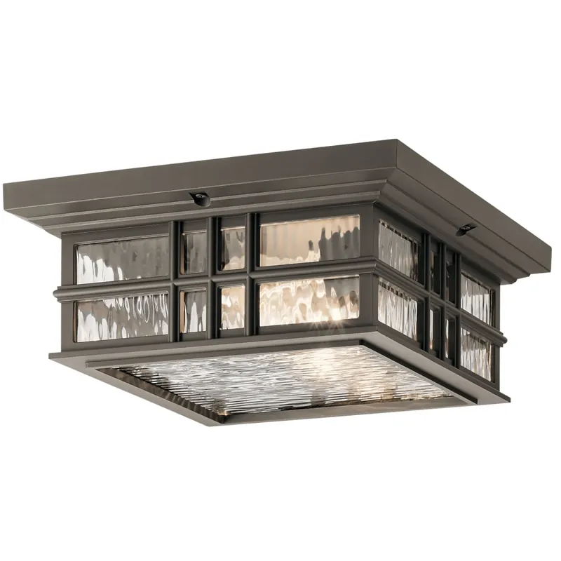 Trusted Brand Kichler Beacon Square 2 Light 12" Wide Flush Mount Outdoor Ceiling Fixture