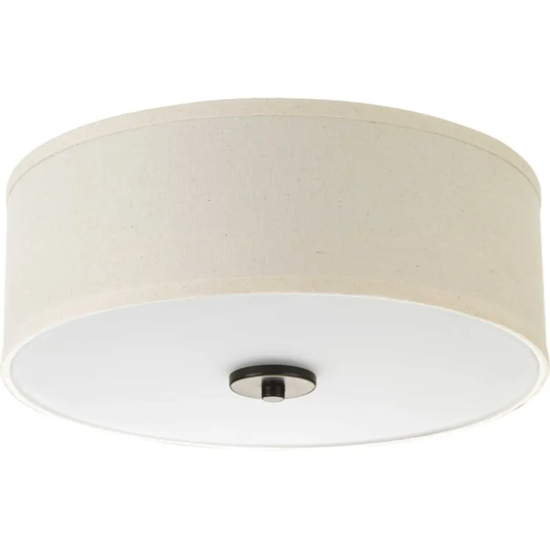 Progress Lighting Inspire Light 13" Wide Integrated LED Flush Mount Drum Ceiling Fixture with Off White Linen Shade Limited Edition