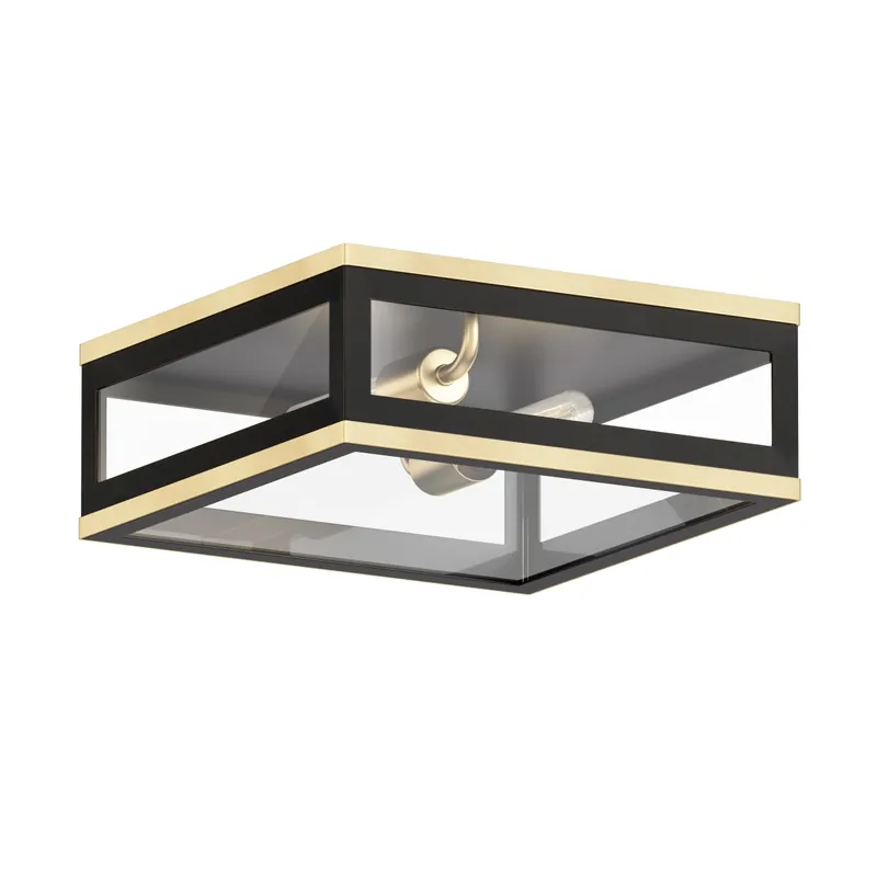 Maxim Neoclass 2 Light 13" Wide Flush Mount Square Outdoor Ceiling Fixture with Clear Glass Shade Crafted