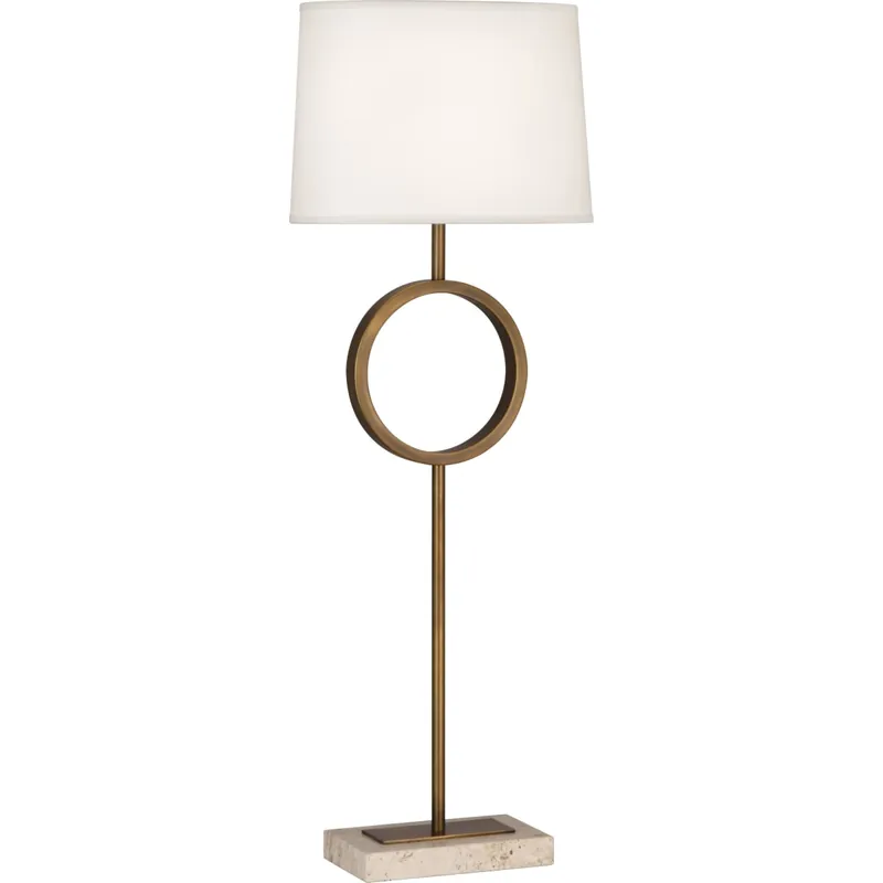 Robert Abbey Logan 30" Novelty Table Lamp with a Travertine Base and Fondine Fabric Shade Holiday Sale