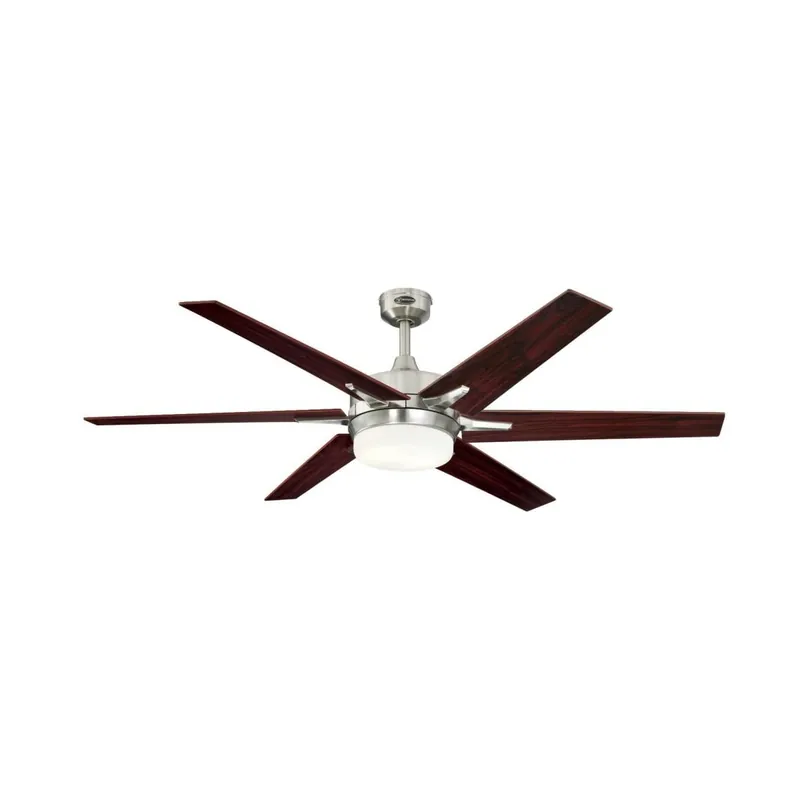 Westinghouse Cayuga 60" 6 Blade LED Indoor Ceiling Fan with Reversible Blades, Light Kit, Remote Control and Downrod Included Crafted