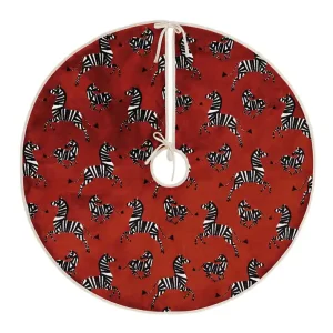 TENENBAUM ZEBRA TREE SKIRT IN CHERRY - Included in: Holiday Traditional,Home for the Holidays Instant Buy