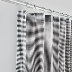 Next Day Delivery MALAYA GINGHAM SHOWER CURTAIN IN BLACK - Included in: Malaya,Shower Curtains